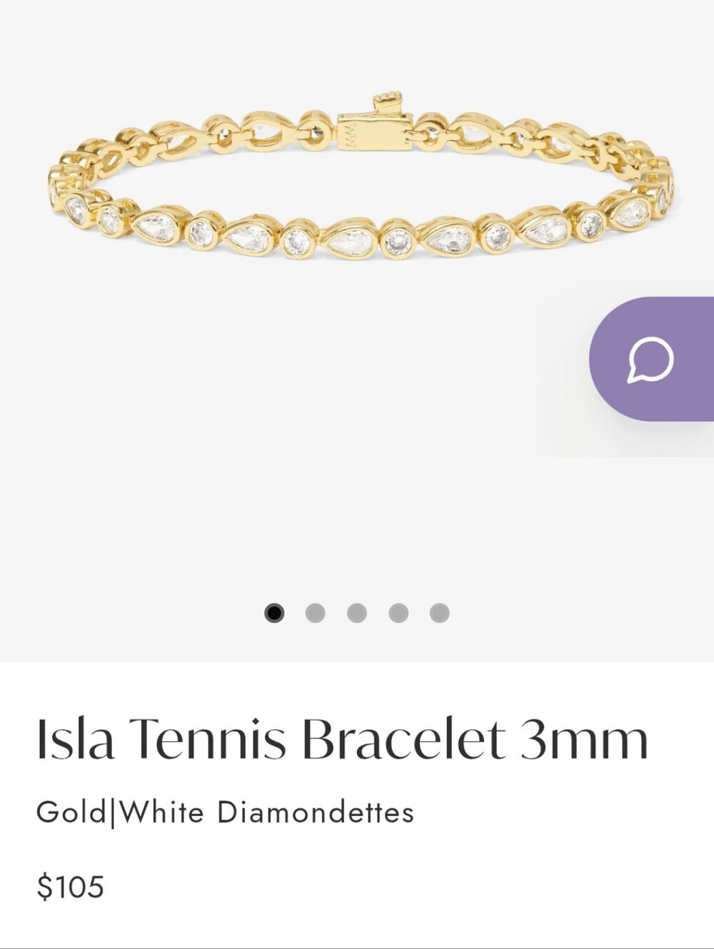 Melinda Maria Isla Tennis Bracelet-Gold with White Diamondettes